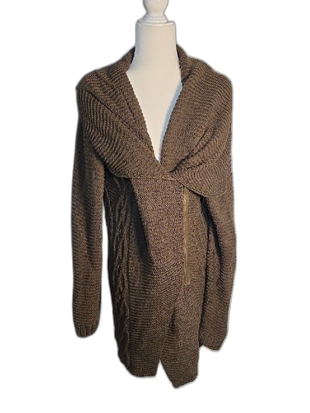 RACHEL Rachel Roy Brown Open-Front Knit Poncho